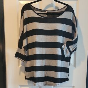 Bella D Black and Gray Striped Women's Top